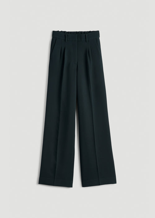 Wide Leg Pleated Dress Pants 2.0 for Tall Women in Midnight Green