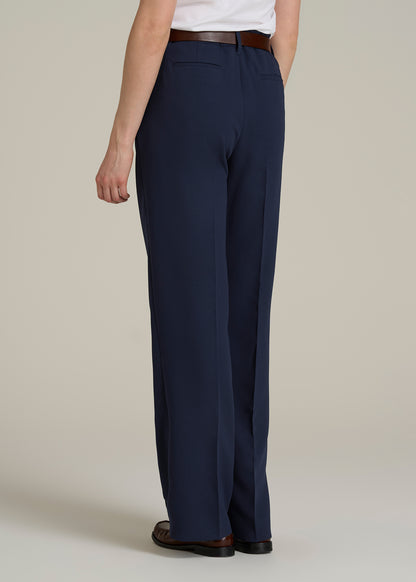 Wide Leg Pleated Dress Pants 2.0 for Tall Women in Navy