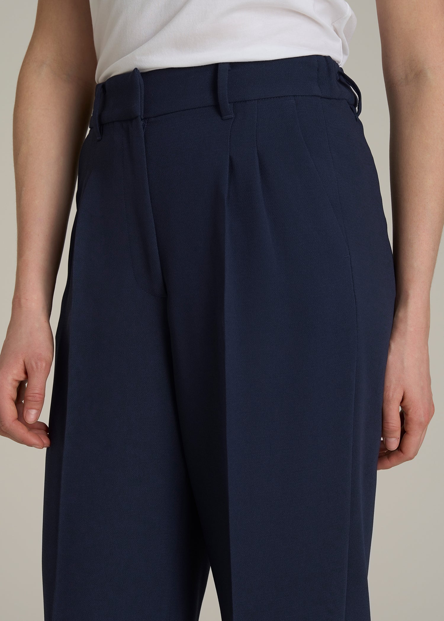 Wide Leg Pleated Dress Pants 2.0 for Tall Women in Navy