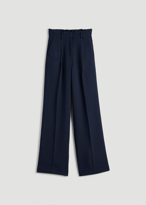 Wide Leg Pleated Dress Pants 2.0 for Tall Women in Navy