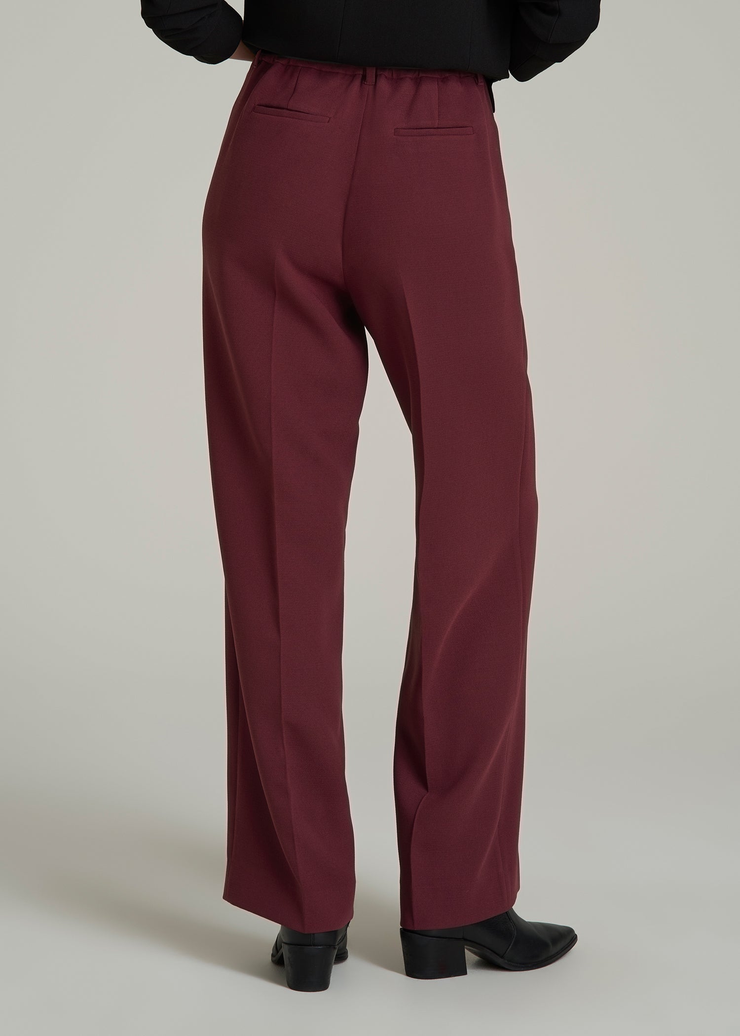 Wide Leg Pleated Dress Pants 2.0 for Tall Women in Tawny Port