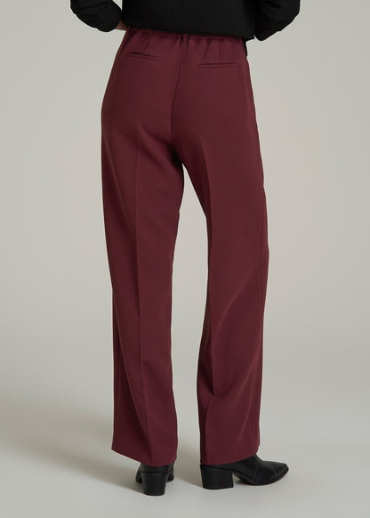 Wide Leg Pleated Dress Pants 2.0 for Tall Women in Tawny Port
