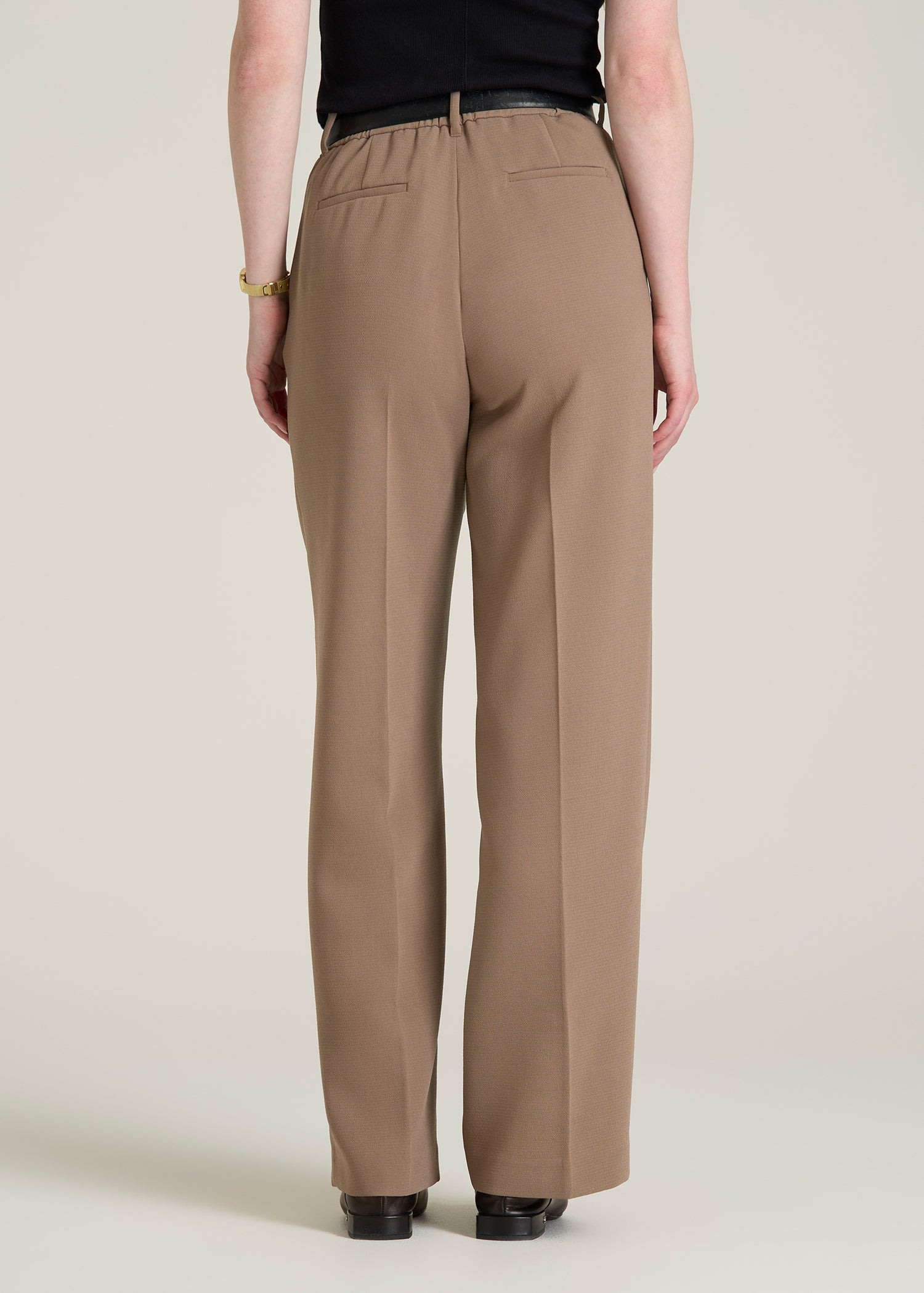Wide Leg Pleated Dress Pants 2.0 for Tall Women in Warm Brown