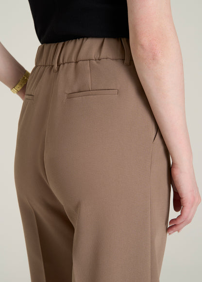 Wide Leg Pleated Dress Pants 2.0 for Tall Women in Warm Brown