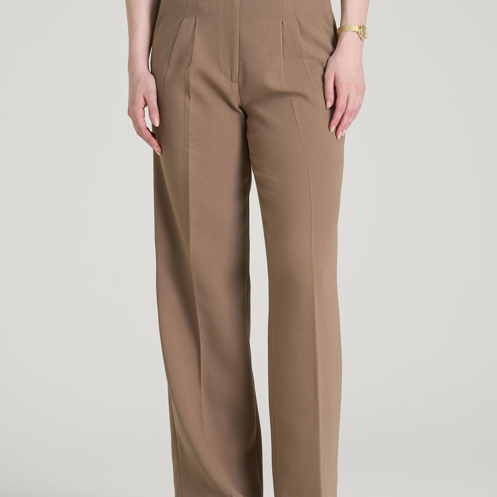 wide leg brown dress pants women Wide Leg Pleated Dress Pants 2.0 for Tall Women in Warm Brown