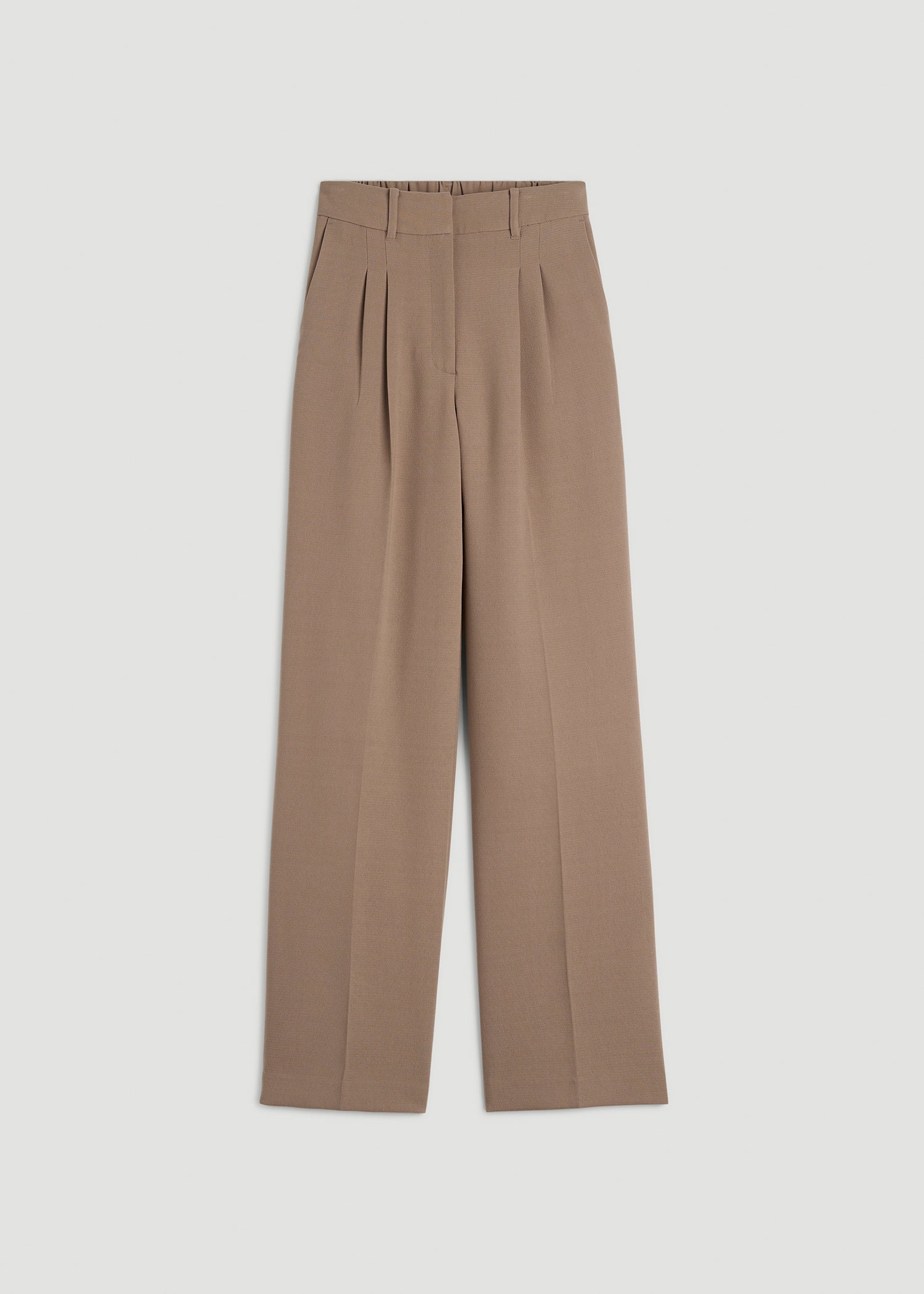 Wide Leg Pleated Dress Pants 2.0 for Tall Women in Warm Brown