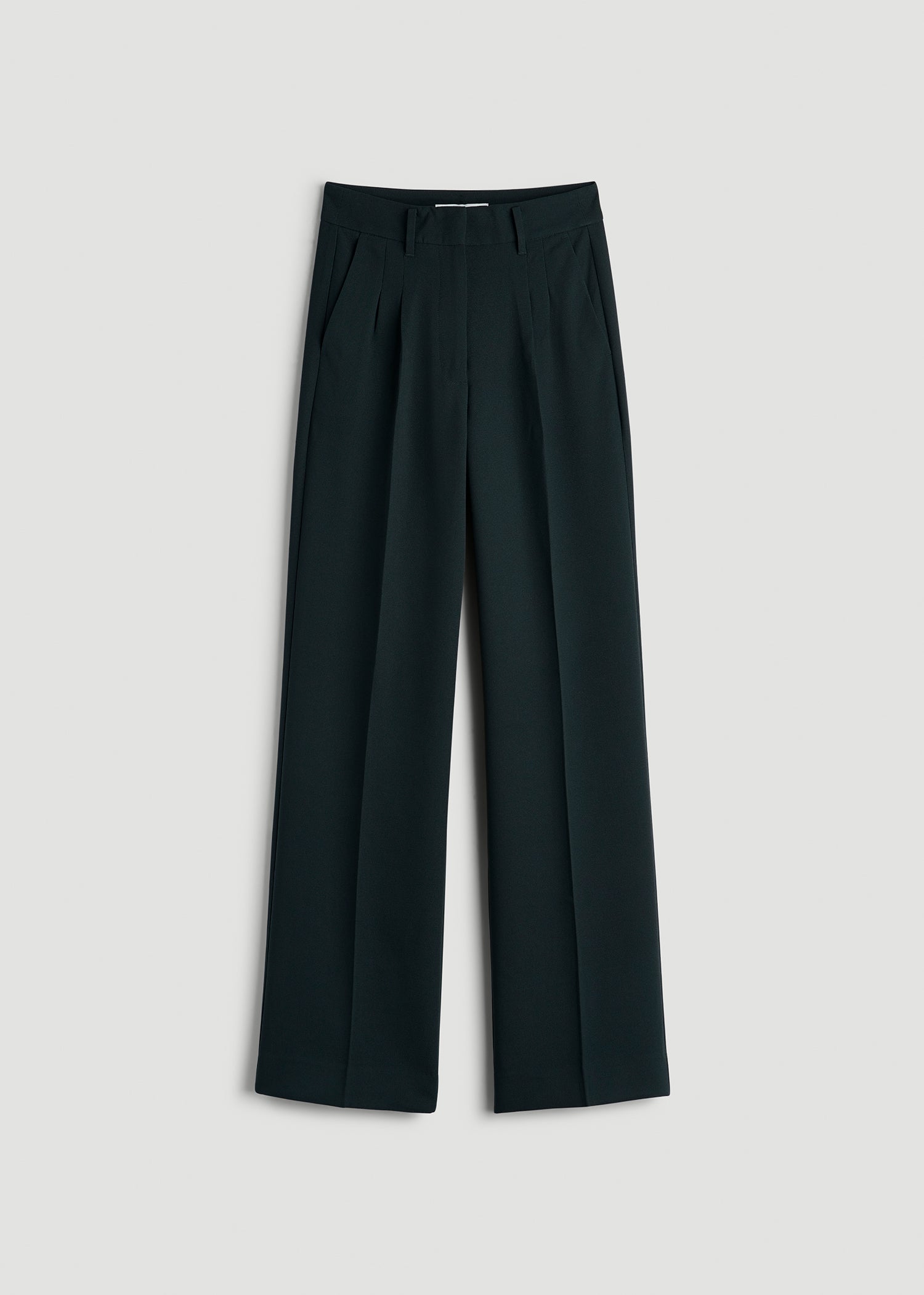 Pleated WIDE Leg Dress Pants for Tall Women in Midnight Green