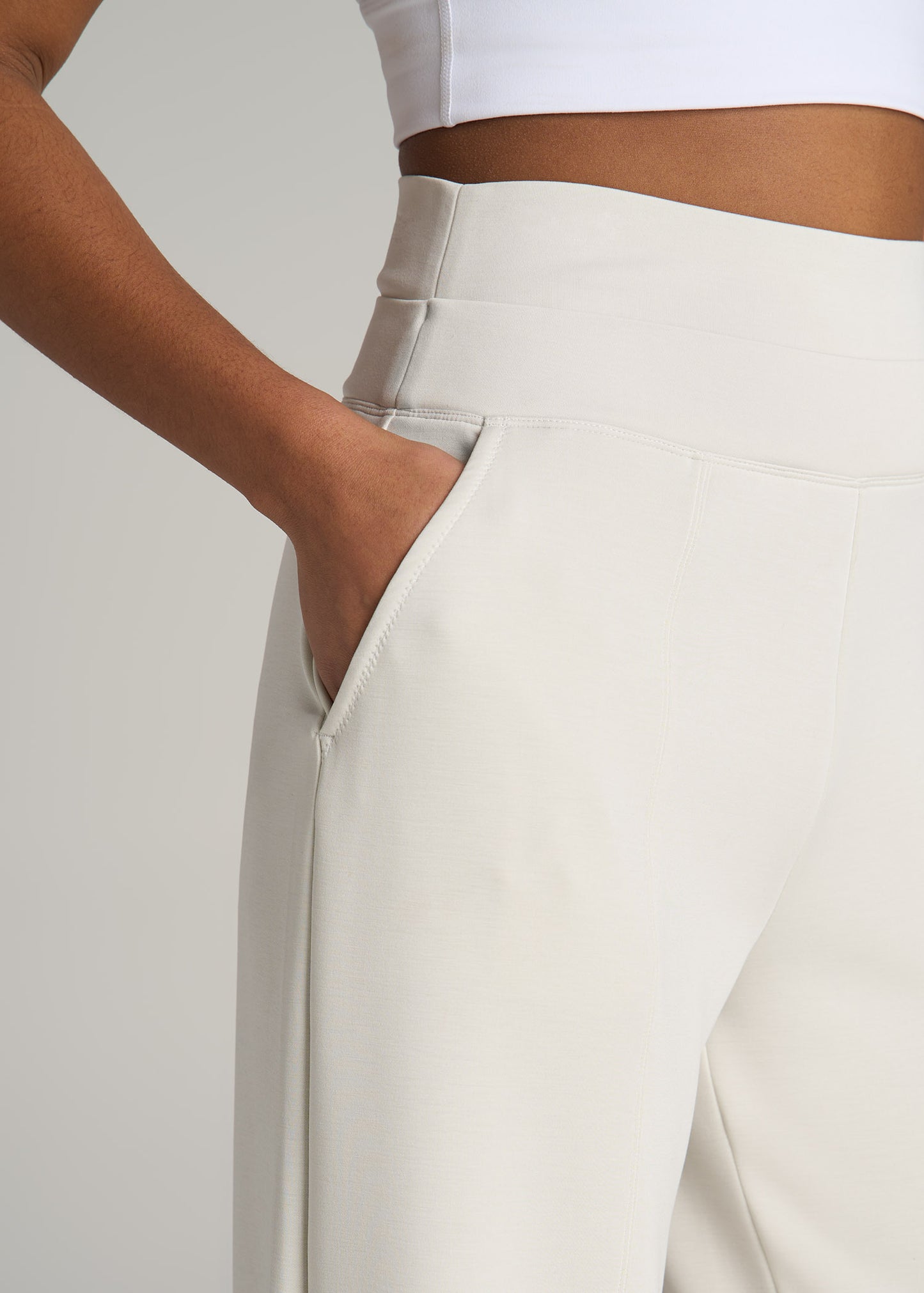 Wide Leg Ultra High Rise Pant for Tall Women in Pearl