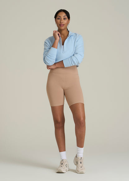 Balance Bike Shorts for Tall Women in Sun Tan