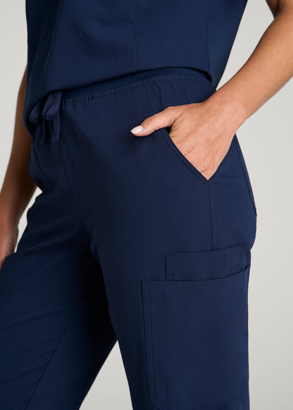 Cargo Scrub Pants for Tall Women in Navy Blue
