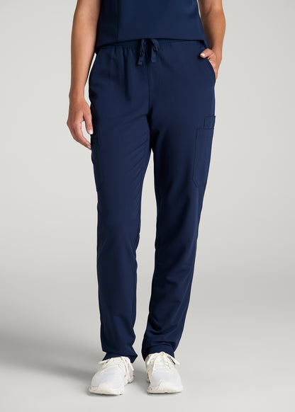 Cargo Scrub Pants for Tall Women in Navy Blue