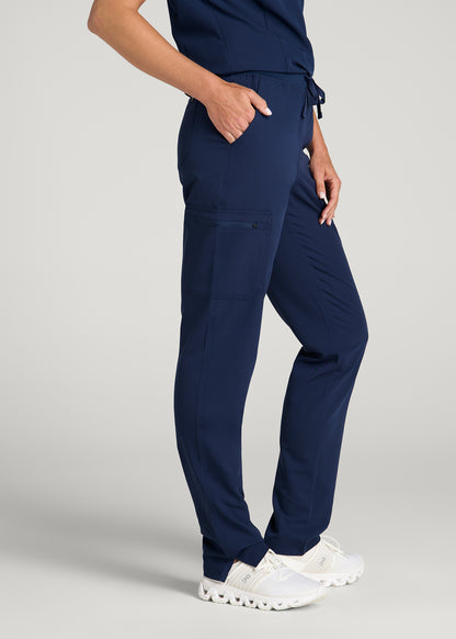 Cargo Scrub Pants for Tall Women in Navy Blue