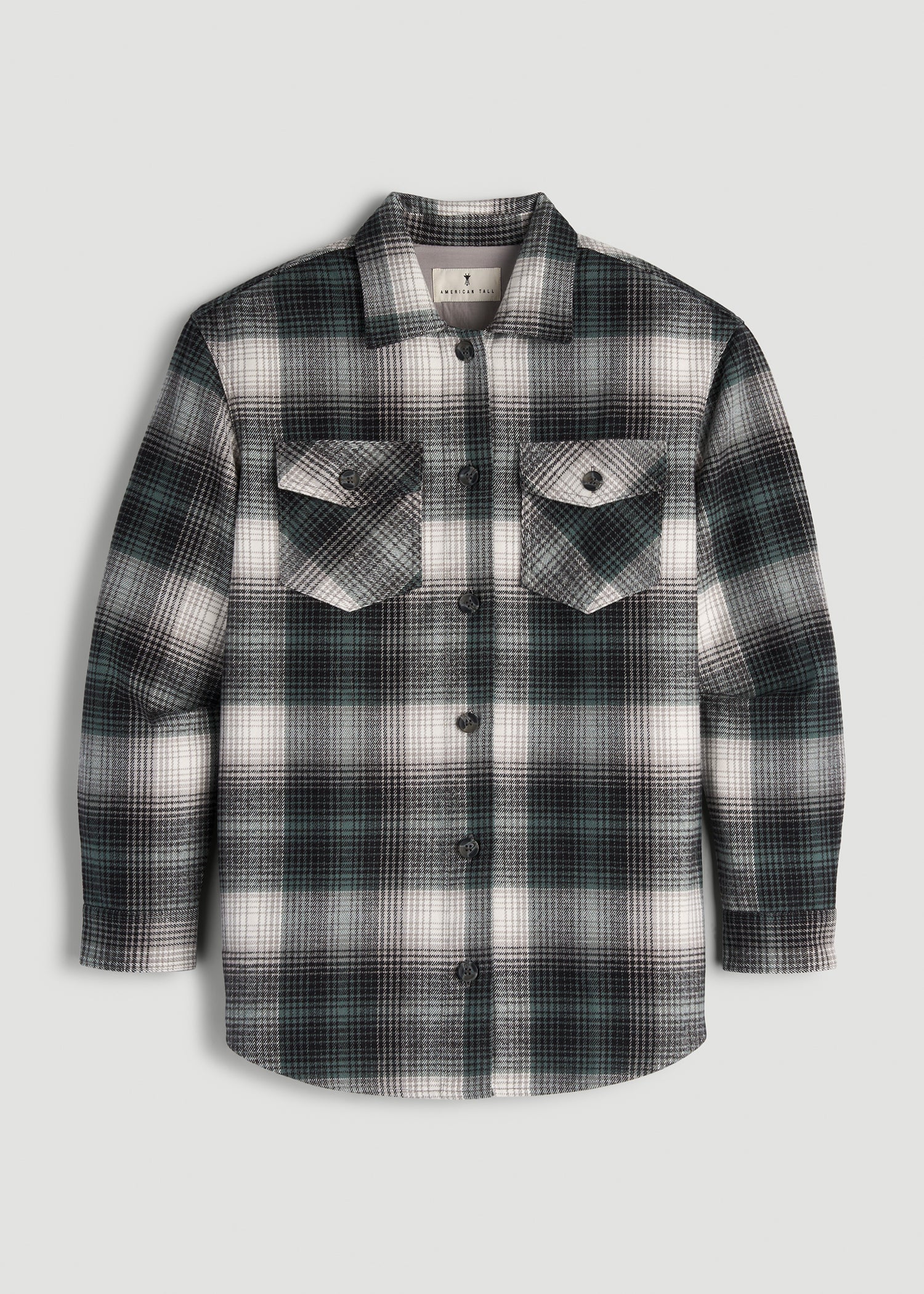 Flannel Shacket for Tall Women in Balsam Green Plaid