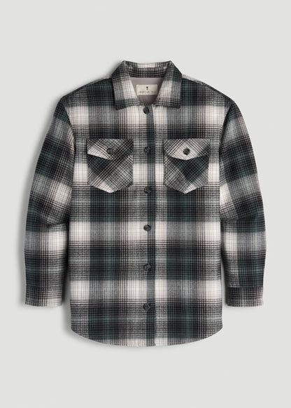 Flannel Shacket for Tall Women in Balsam Green Plaid