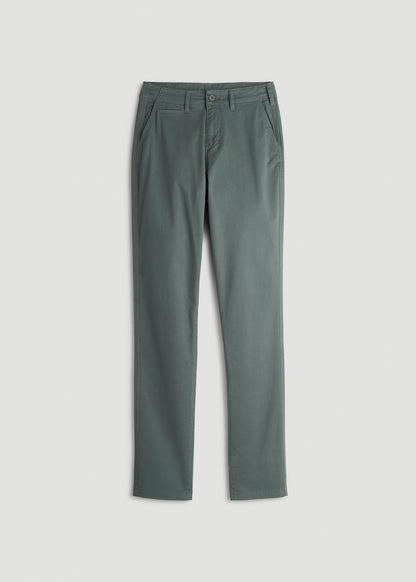 High Rise Tapered Chino Pants for Tall Women in Balsam Green