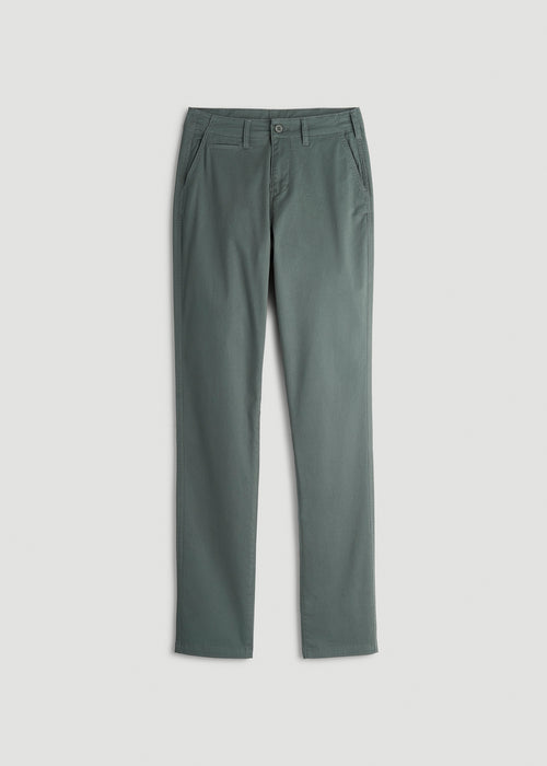 High Rise Tapered Chino Pants for Tall Women in Balsam Green