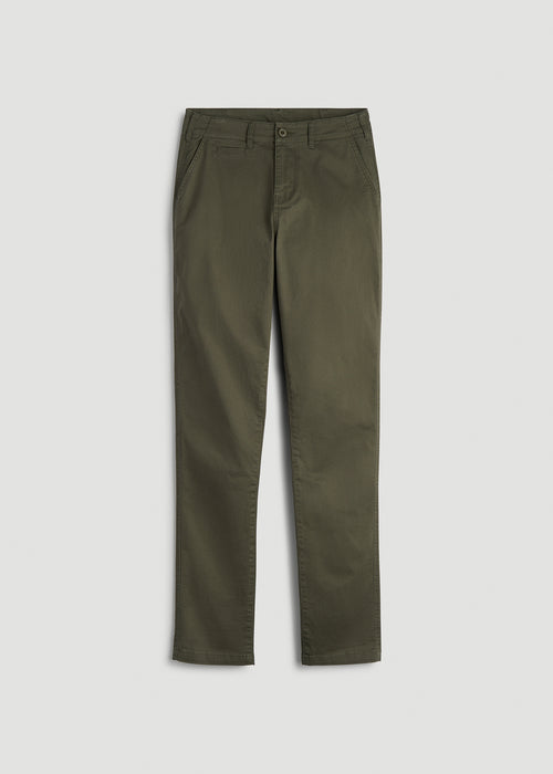 High Rise Tapered Chino Pants for Tall Women in Forest Night