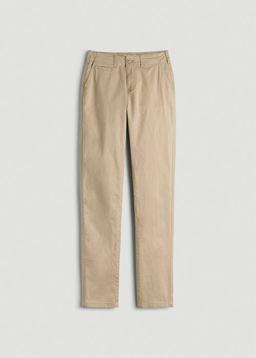 High Rise Tapered Chino Pants for Tall Women in Light Khaki