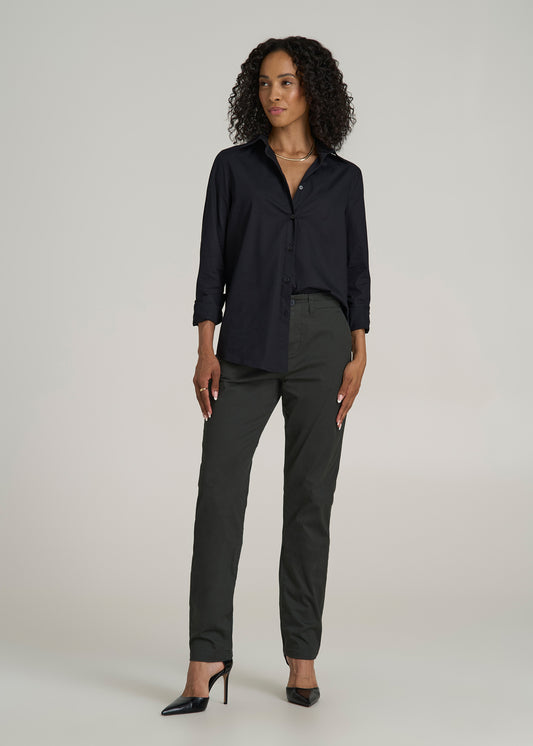 High Rise Tapered Chino Pants for Tall Women in Pine Grove