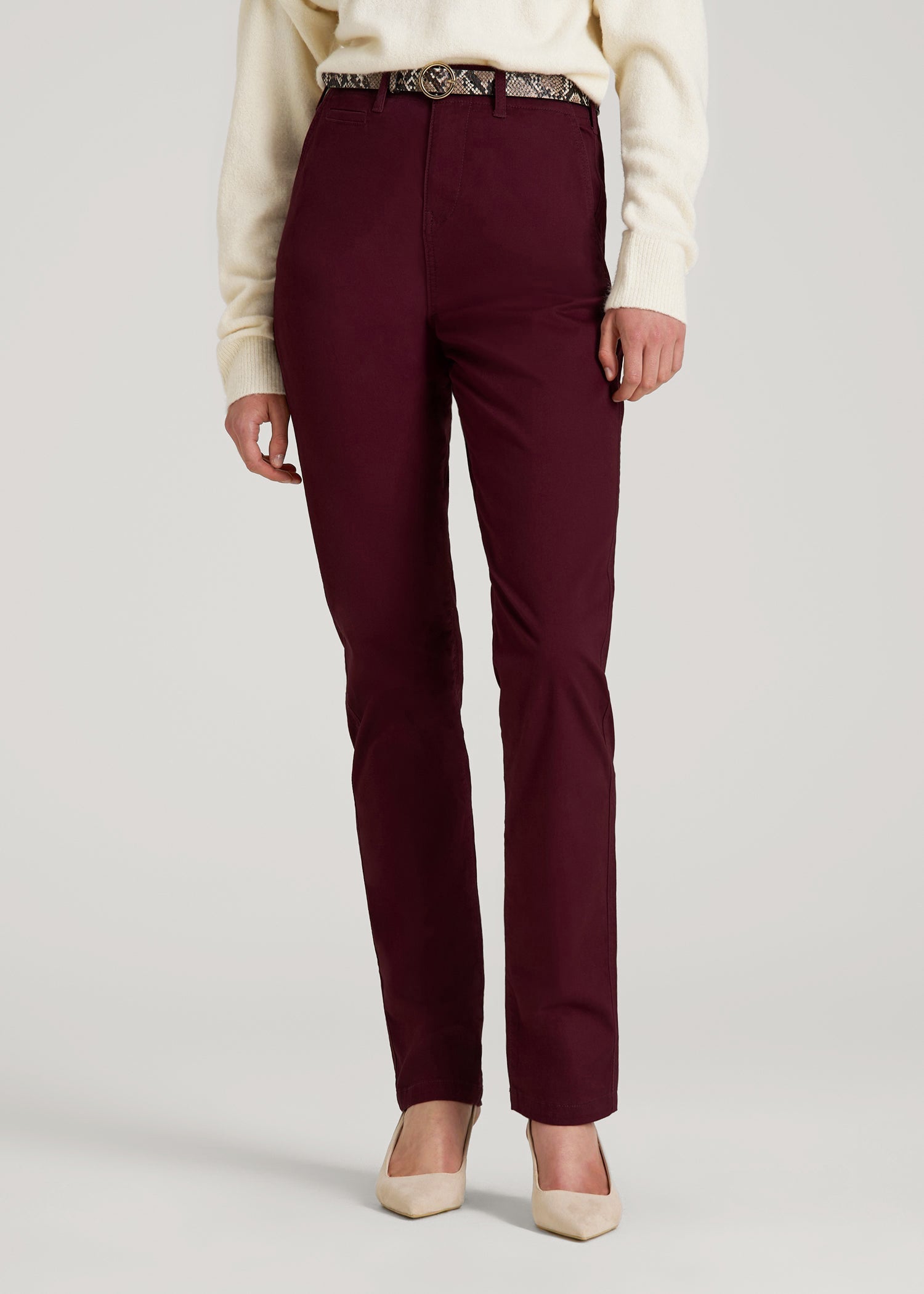 High Rise Tapered Chino Pants for Tall Women in Port Royale