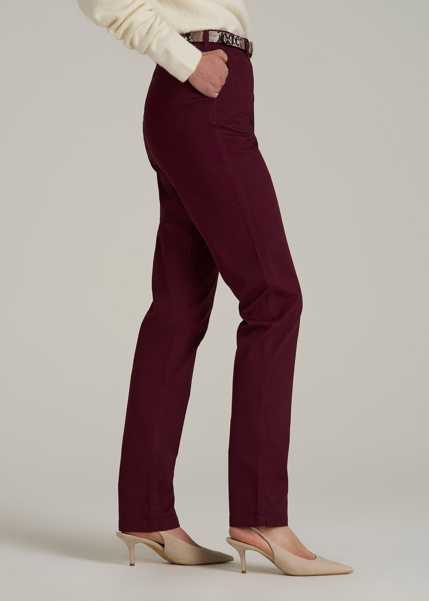 High Rise Tapered Chino Pants for Tall Women in Port Royale