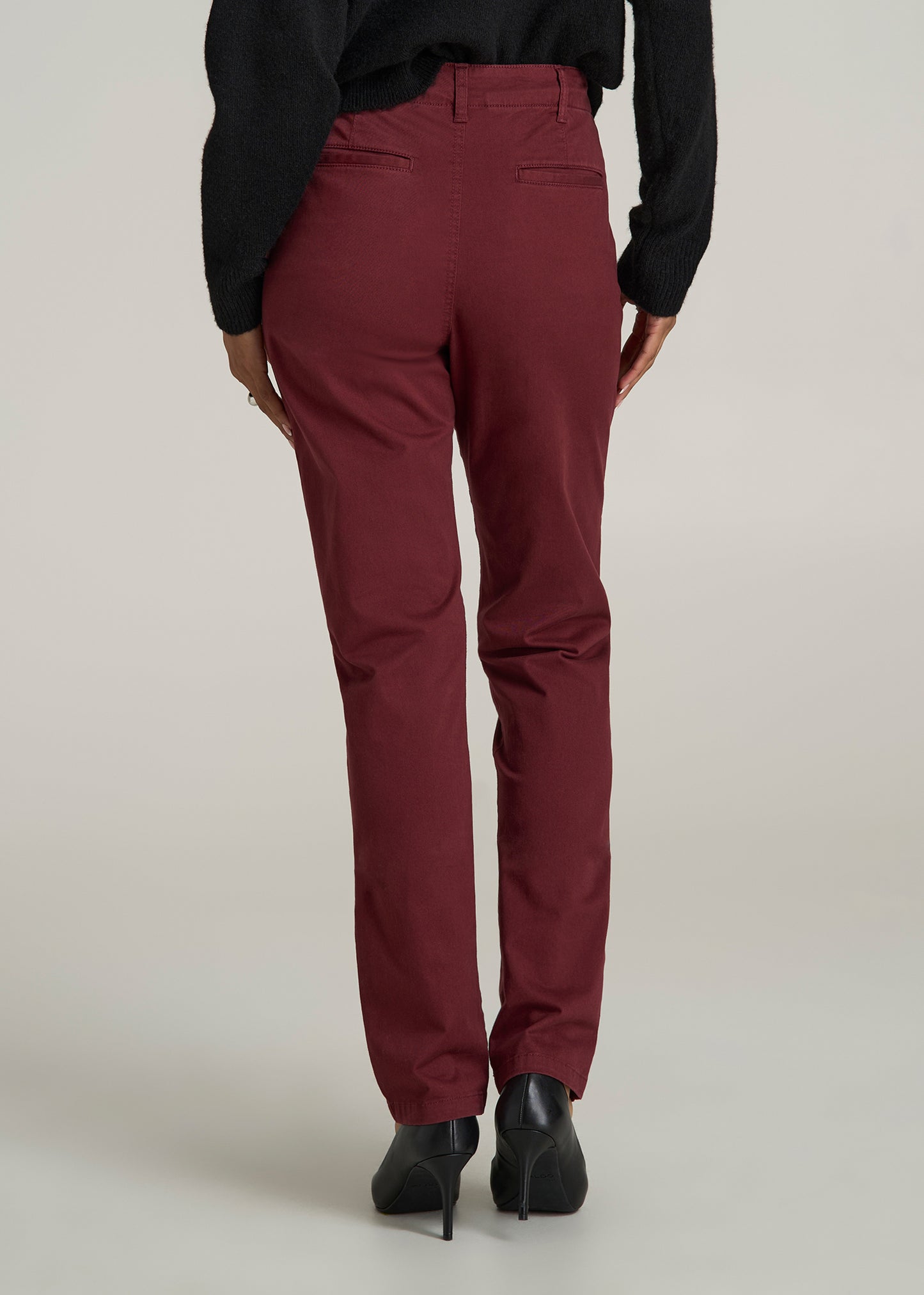 High Rise Tapered Chino Pants for Tall Women in Red Ochre