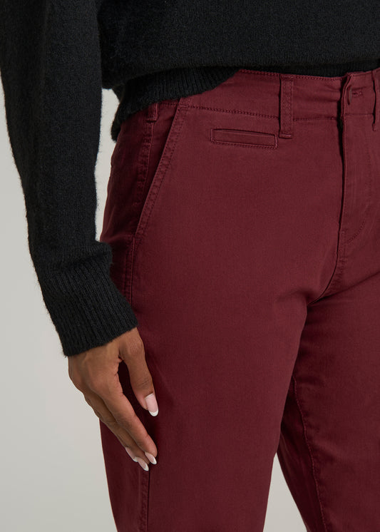 High Rise Tapered Chino Pants for Tall Women in Red Ochre