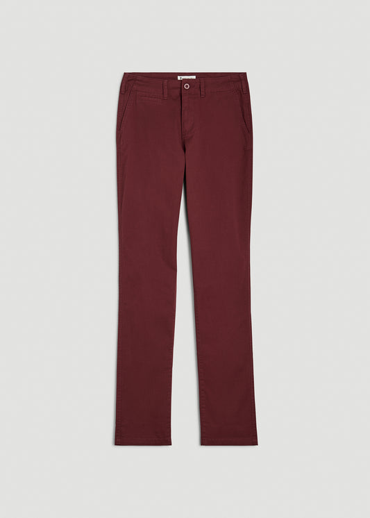 High Rise Tapered Chino Pants for Tall Women in Red Ochre