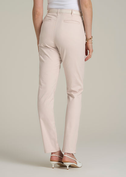 High Rise Tapered Chino Pants for Tall Women in Shell