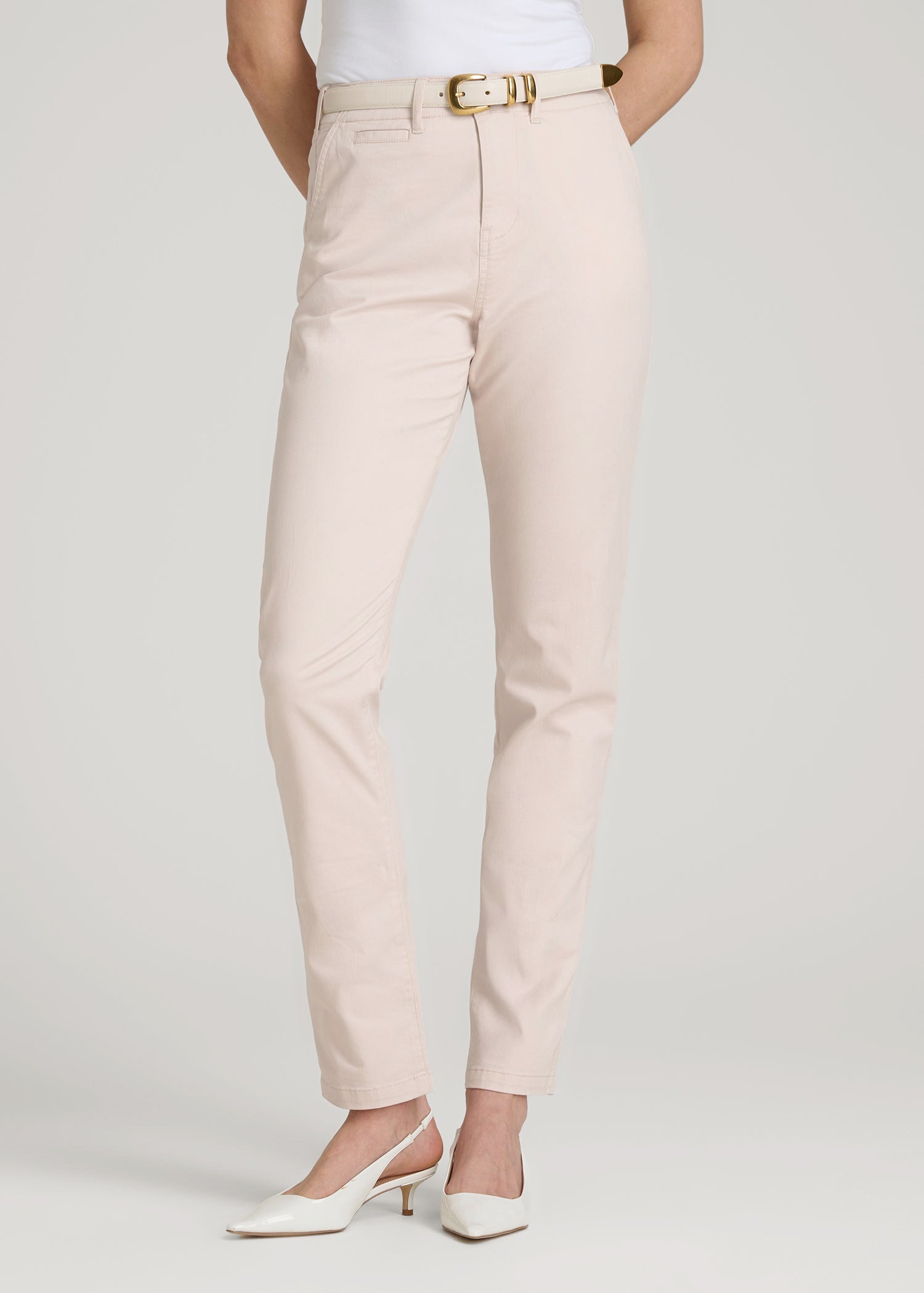 High Rise Tapered Chino Pants for Tall Women in Shell