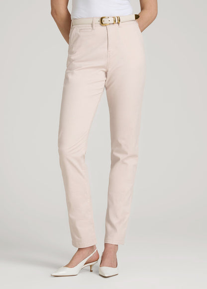 High Rise Tapered Chino Pants for Tall Women in Shell