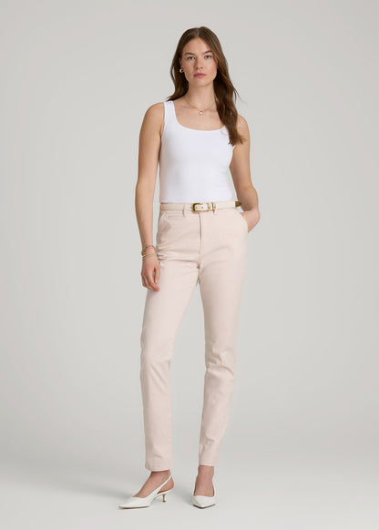 High Rise Tapered Chino Pants for Tall Women in Shell