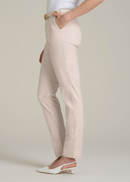 High Rise Tapered Chino Pants for Tall Women in Shell