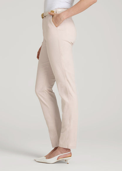 High Rise Tapered Chino Pants for Tall Women in Shell