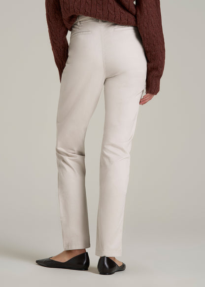 High Rise Tapered Chino Pants for Tall Women in Vanilla Latte