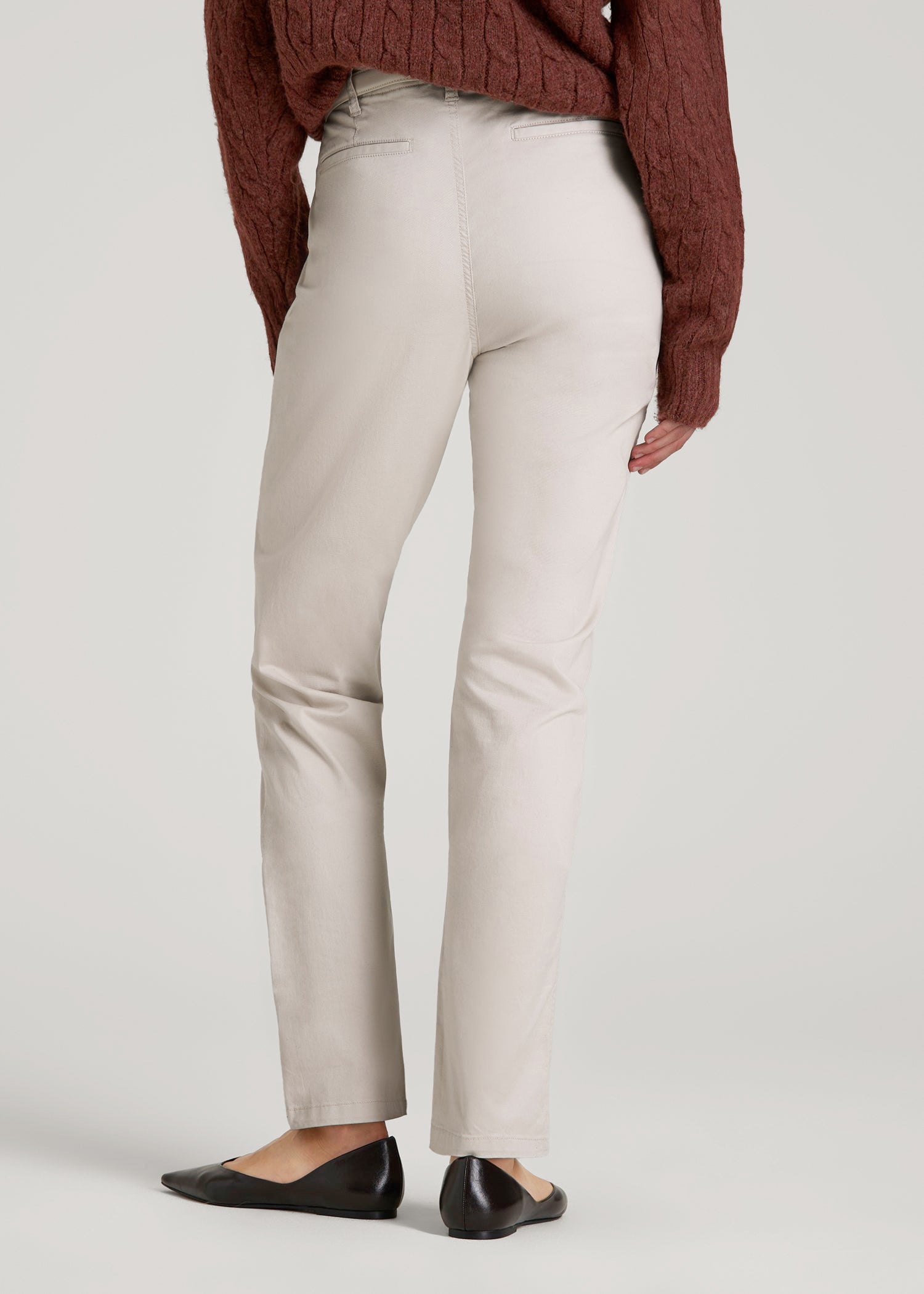 High Rise Tapered Chino Pants for Tall Women in Vanilla Latte