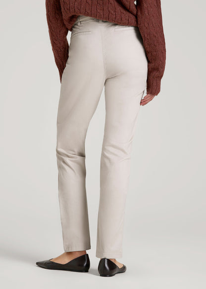 High Rise Tapered Chino Pants for Tall Women in Vanilla Latte