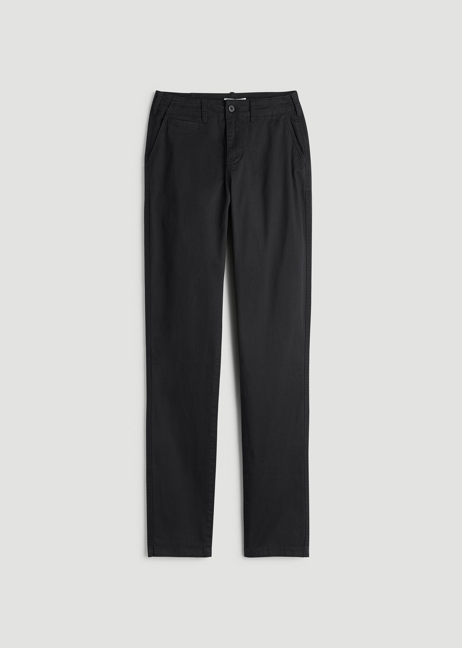 High Rise Tapered Chino Pants for Tall Women in Washed Black