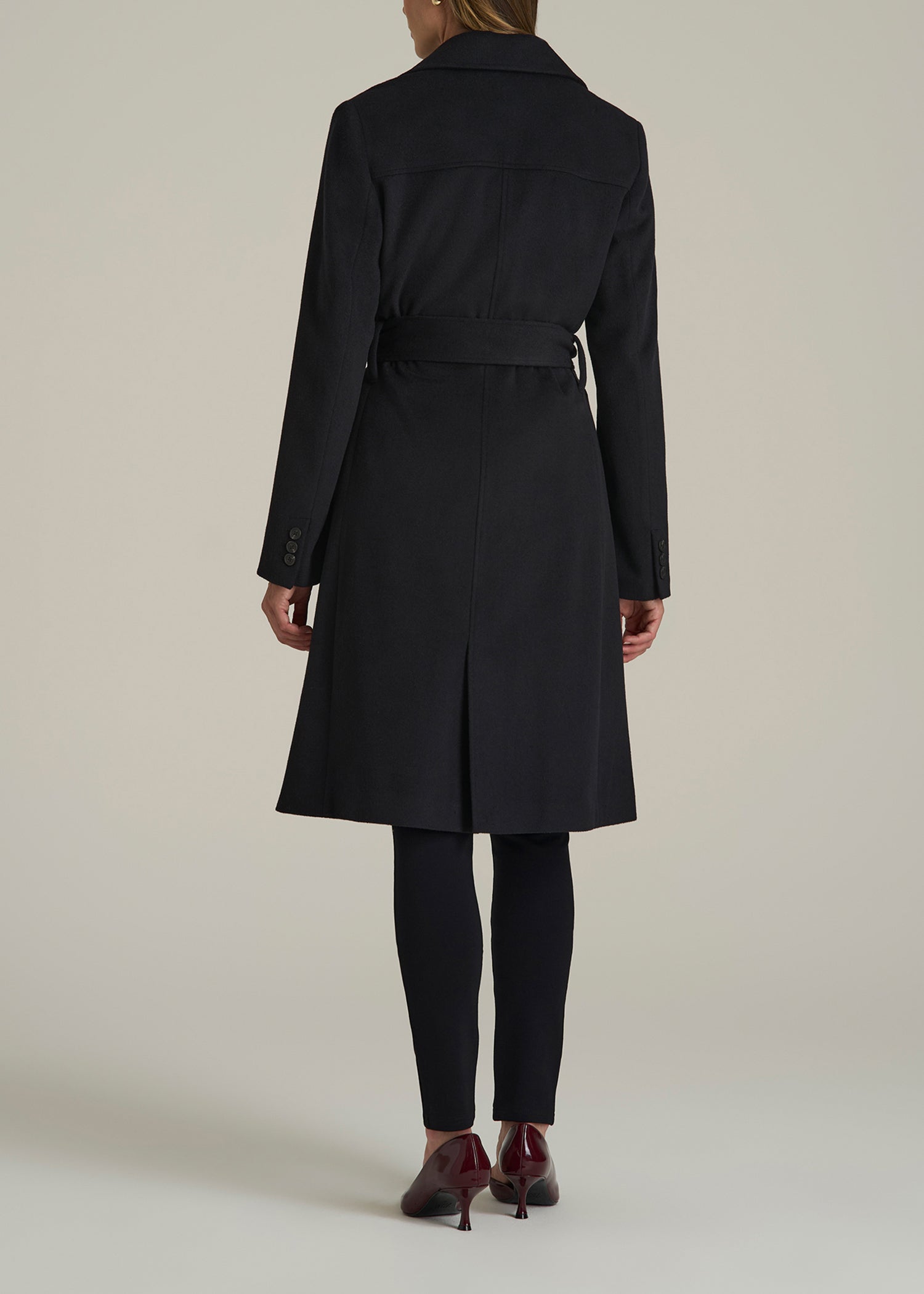 Wool Coat for Tall Women in Black