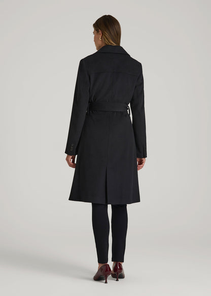 Wool Coat for Tall Women in Black