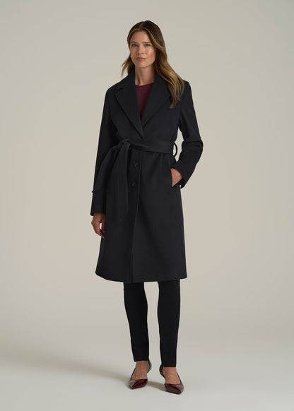 Wool Coat for Tall Women in Black