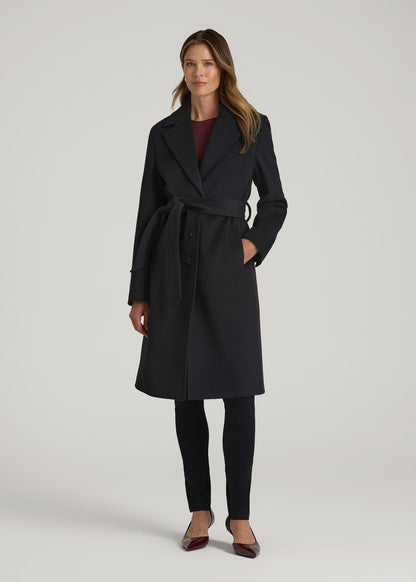 Wool Coat for Tall Women in Black