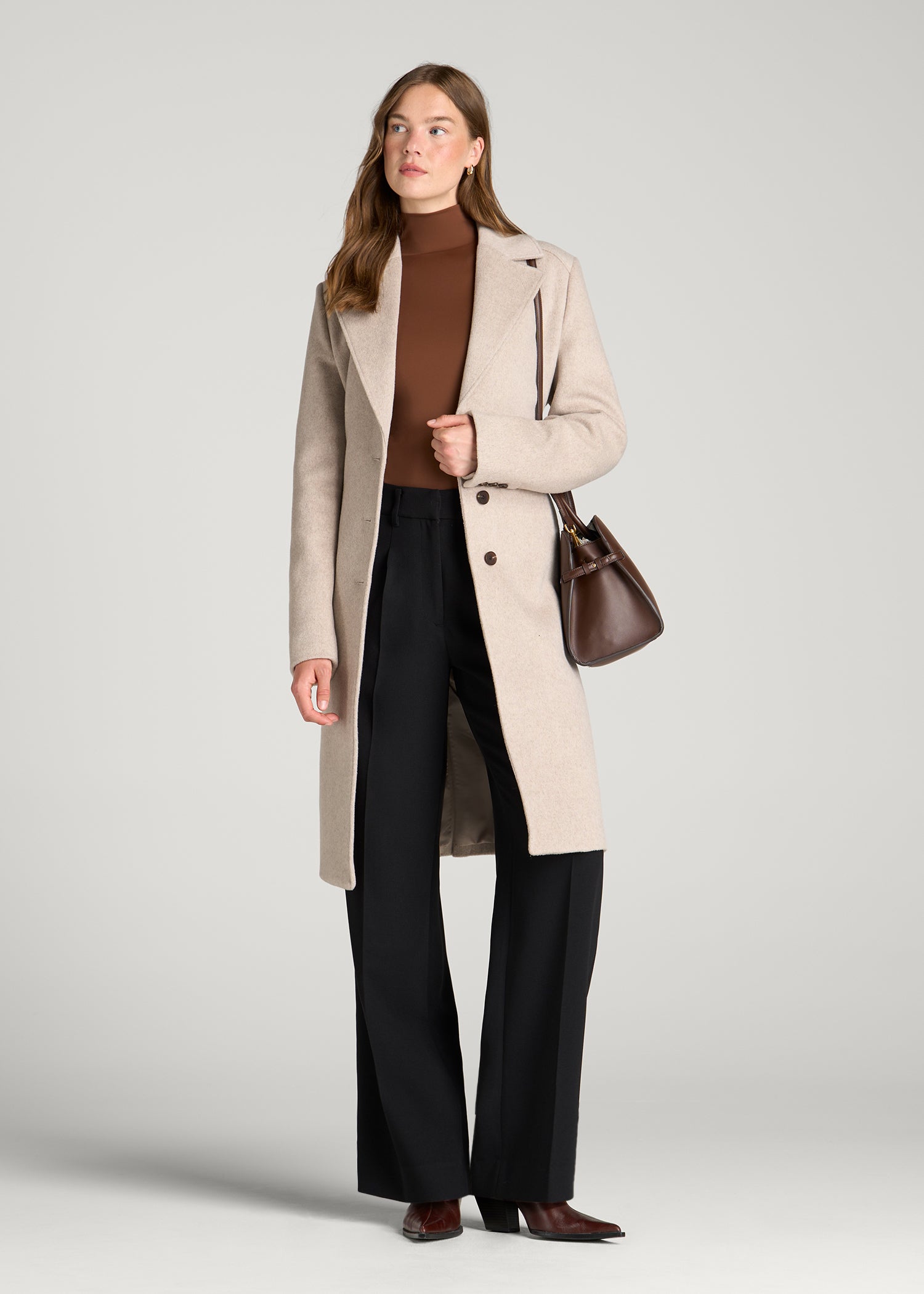 Wool Coat in for Tall Women Simply Taupe Mix