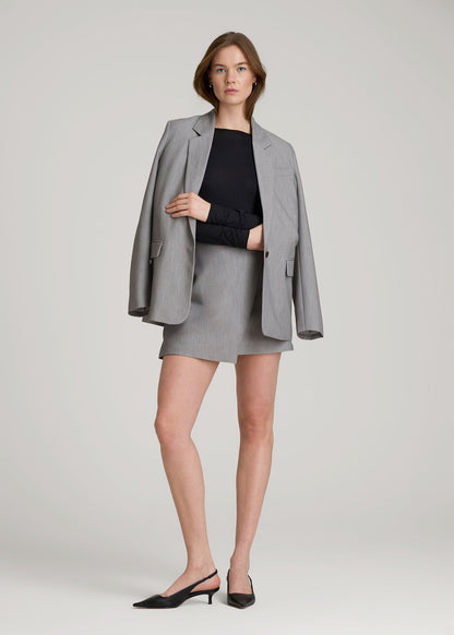 Wrap Mini Skort for Tall Women in Ash Grey Mix
