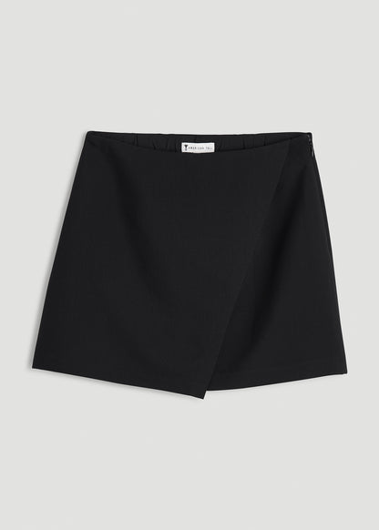 Wrap Mini Skort for Tall Women in Black