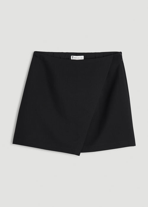 Wrap Mini Skort for Tall Women in Black