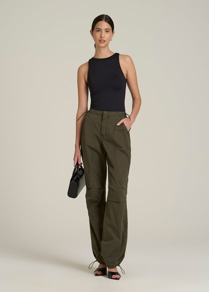 High Crewneck Sleeveless Bodysuit for Tall Women in Black