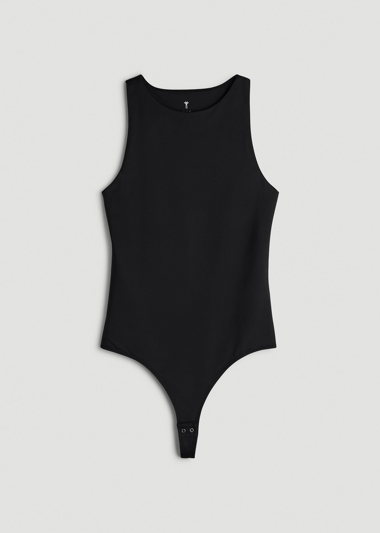 High Crewneck Sleeveless Bodysuit for Tall Women in Black