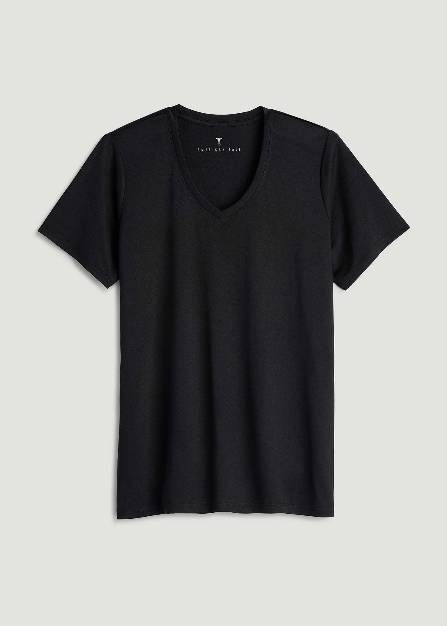 Short Sleeve Active V Neck T-Shirt for Tall Women in Black