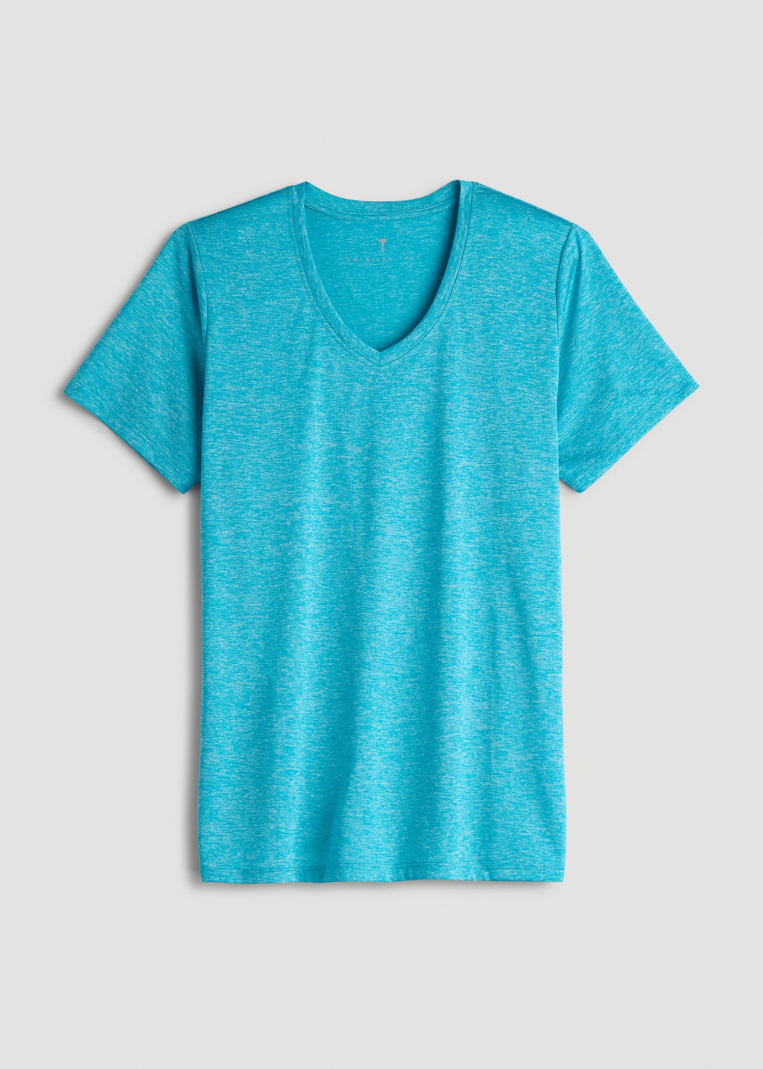 Short Sleeve Active V Neck T-Shirt for Tall Women in Scuba Blue Mix